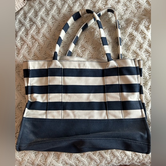 J. Crew Navy and White Striped Boardwalk Tote Bag - Picture 3 of 5